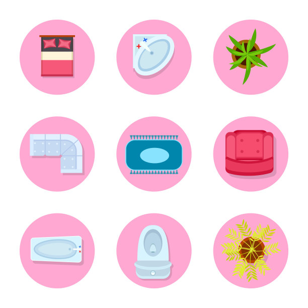 图标设置为平面设计主题矢量插图图片下载