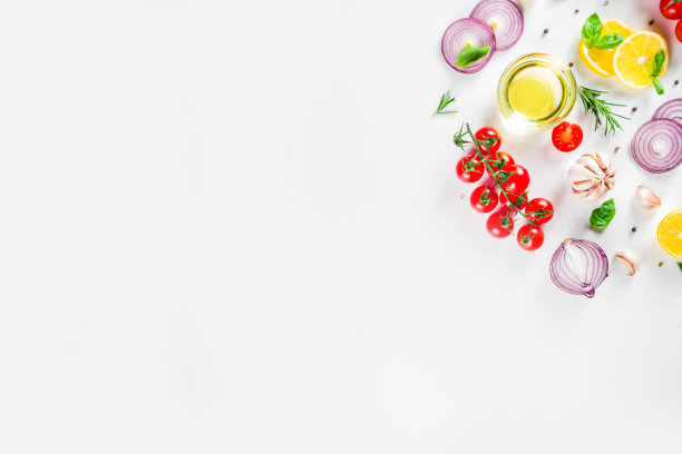 以蔬菜和香草为烹饪背景图片下载