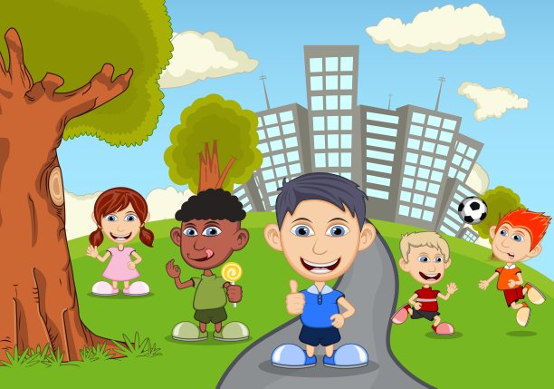 孩子们在公园里卡通图片下载