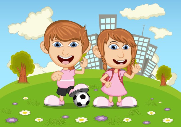 孩子们在公园里玩卡通图片下载