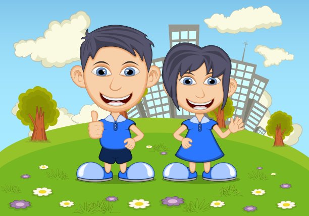孩子们在公园里玩卡通图片下载