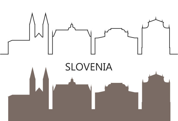 斯洛文尼亚。孤立的斯洛文尼亚建筑在白色的背景图片下载