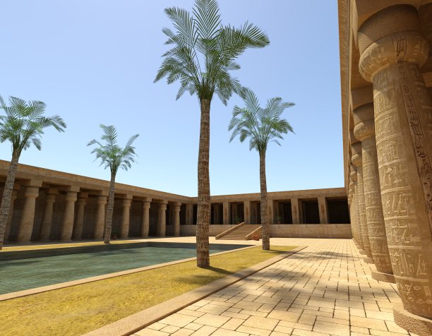 埃及宫殿3D插图幻想古王国图片下载