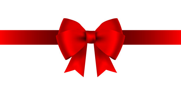 红色蝴蝶结为礼物，贺卡孤立于白色之上图片下载