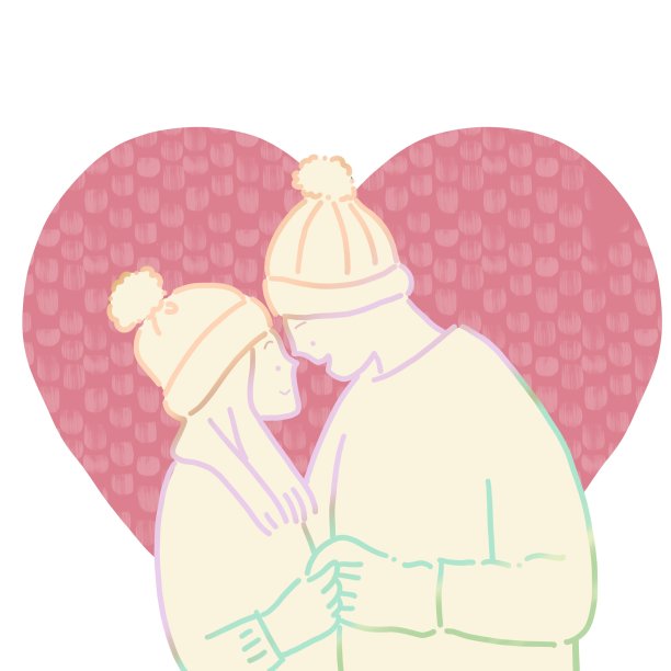 情人节情侣内衬插图，心形背景图片下载