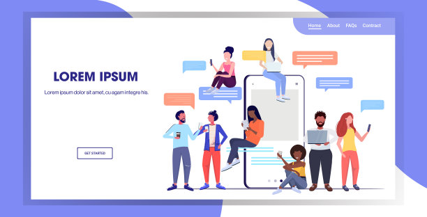 混合种族的人在数字设备上使用聊天应用程序社交网络聊天气泡通信概念智能手机屏幕在线移动应用程序全长水平复制空间图片下载