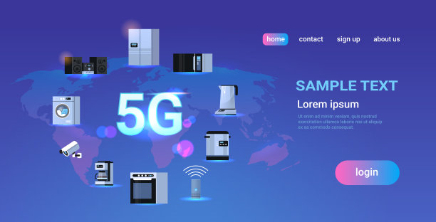 5G在线通信塔网络技术系统数字电器连接信息发射机概念全球高速互联网平面水平复制空间矢量插图图片下载