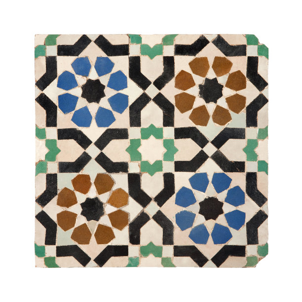 老青绿棕黑白瓷砖东方风格图片下载