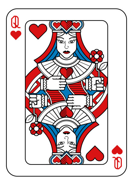 扑克牌红心皇后红蓝黑图片下载