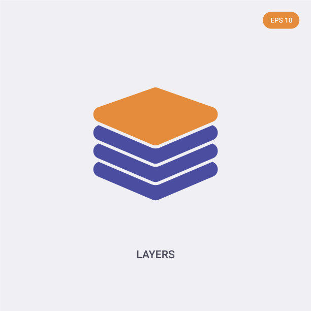 2颜色层概念矢量图标。孤立的两种颜色层向量符号符号设计与蓝色和橙色的颜色可以用于web，移动和标志。每股收益10图片下载