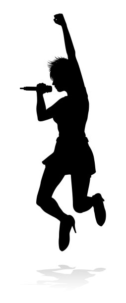 歌手流行乡村或摇滚明星剪影女人图片下载