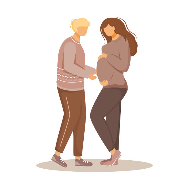 幸福的一家期待宝宝扁平矢量插画，充满爱意的夫妇关心子女，男人照顾怀孕的女孩，白色背景上的孤立卡通人物图片下载