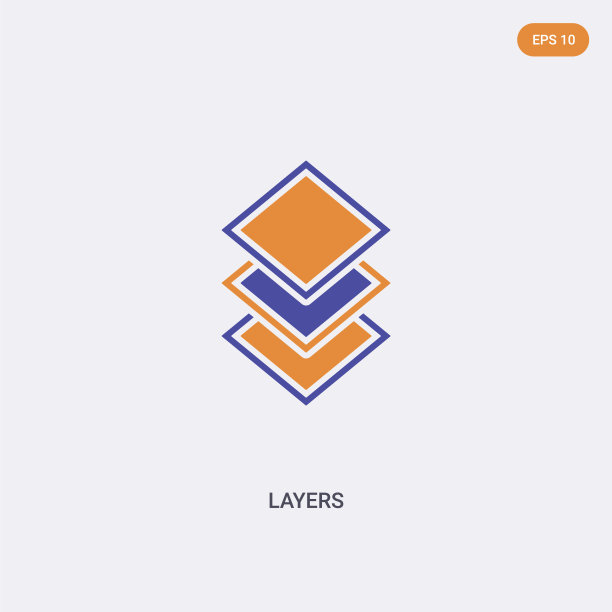 2颜色层概念矢量图标。孤立的两个颜色层向量符号符号设计与蓝色和橙色的颜色可以用于web，移动和标志。每股收益10图片下载