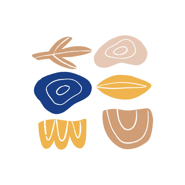 抽象现代艺术构成手绘矢量插图。极简的叶子和五颜六色的形状图片下载