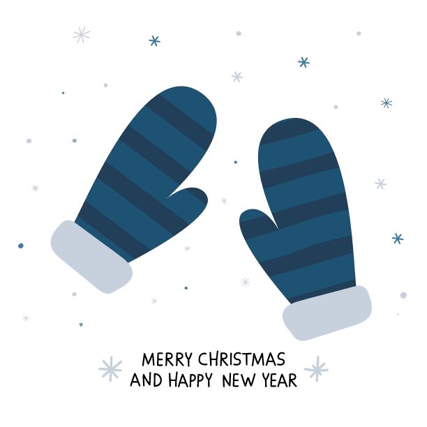 带圣诞手套的冬季卡片图片下载