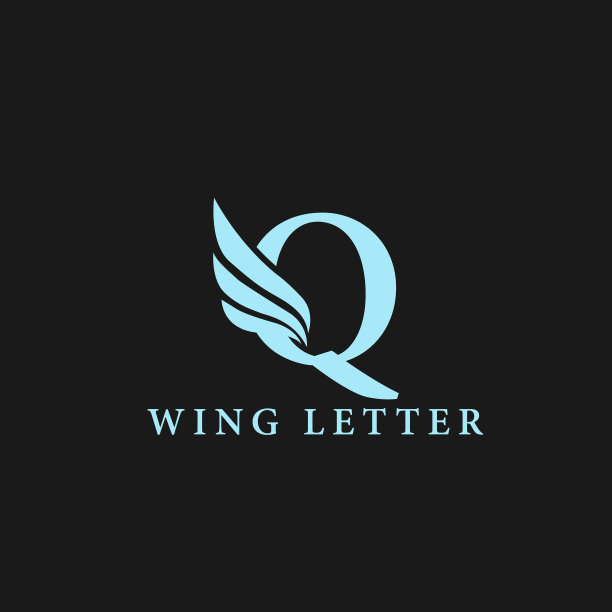 向量首字母q企业翼标志图标企业技术概念蓝色图片下载
