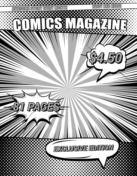 漫画杂志单色模板图片下载