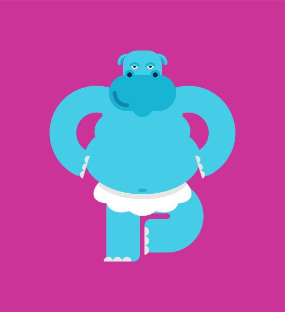 河马芭蕾舞演员。河马芭蕾舞。海牛在跳芭蕾舞。矢量图图片下载