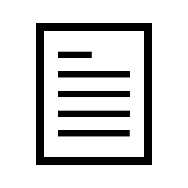 孤立在白色背景上的一张纸图标标志。A4纸，带文字图片下载