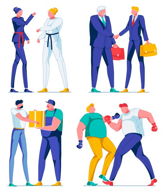 卡通女性和男性角色，体育工作者图片下载