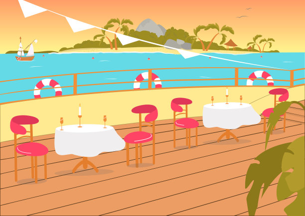 餐厅阳台在海滨的背景。图片下载