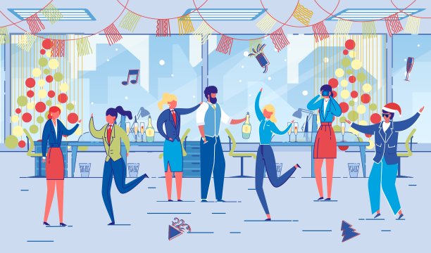 人们在办公室庆祝新年之夜图片下载