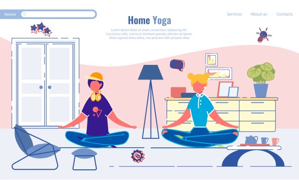 家人聚在一起做家庭瑜伽。图片下载