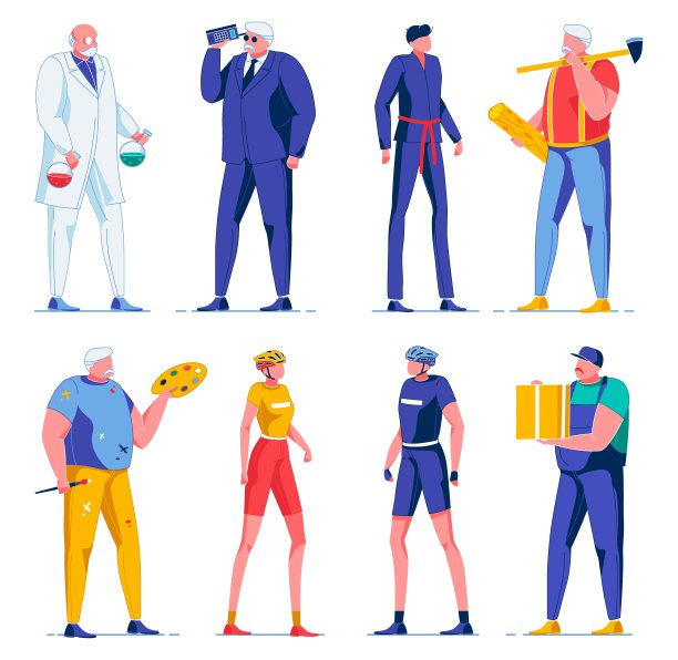 平面自行车骑手，快递员，油漆工，警卫。图片下载