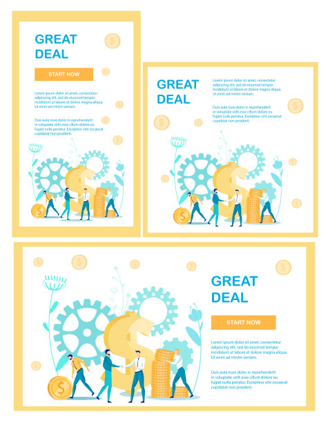 伟大的商业交易和交易横幅设置。图片下载