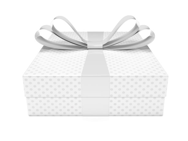 白色礼盒与丝带蝴蝶结图片下载