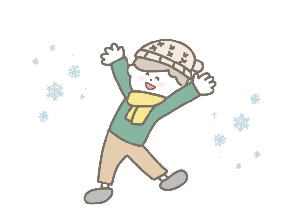 男孩在下雪天快乐地玩耍图片下载