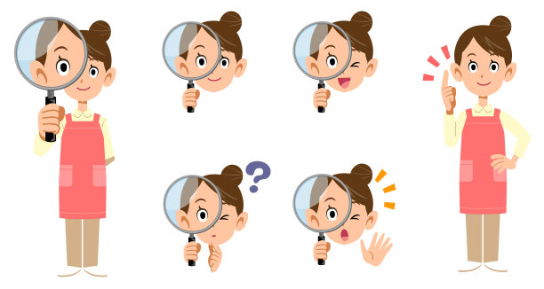 看护者和托儿所的妇女透过放大镜看图片下载