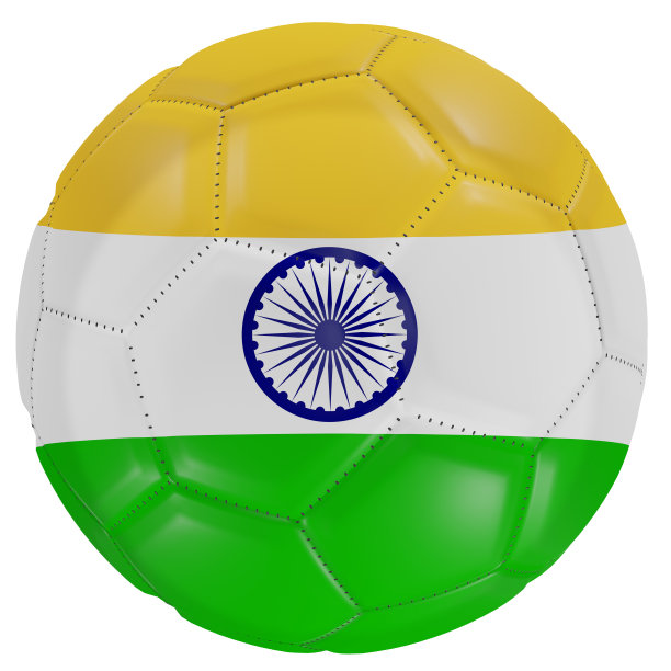 足球上印着印度国旗图片下载