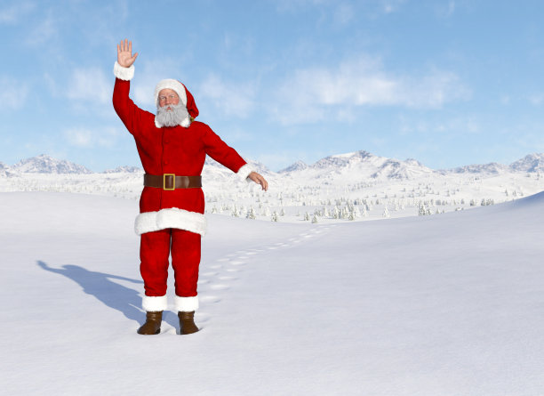 圣诞老人在雪室外3D渲染图片下载