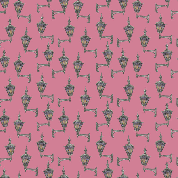无缝模式的旧街灯图片下载