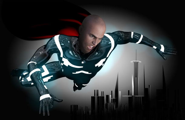 在城市天空中飞行反英雄图片下载