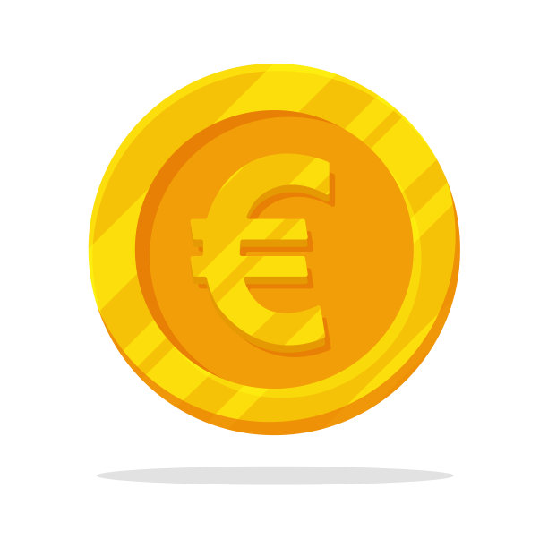 钱硬币图标。扁平金币矢量与货币符号。孤立在白色背景上。图片下载