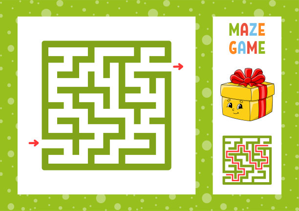 有趣的迷宫。游戏对孩子。对儿童拼图。快乐的性格。迷宫难题。颜色向量插图。找到正确的道路。与答案。孤立的矢量图。卡通风格。图片下载