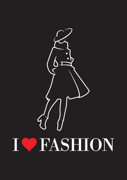 时尚引述海报与时尚女性的剪影风格图片下载