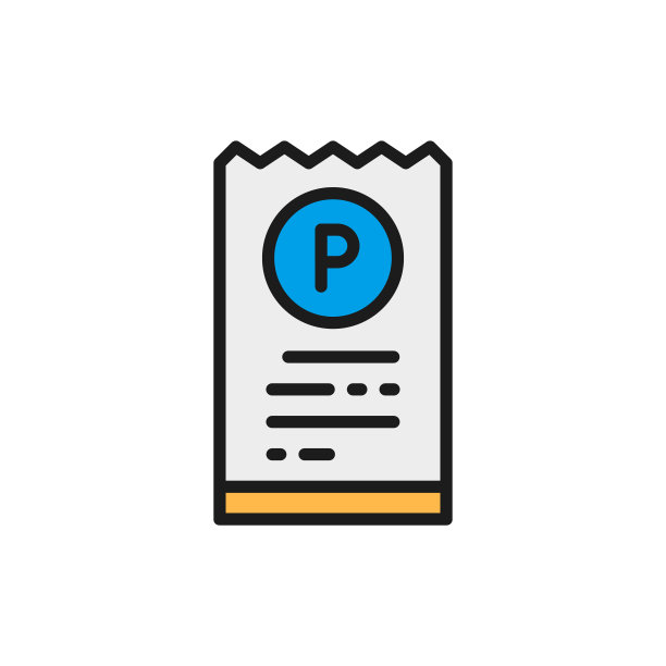 停车罚单单色线图标。在白色背景上隔离图片下载