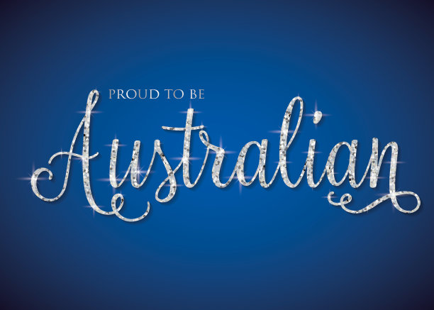 闪亮的彩虹闪闪的澳大利亚矢量格式文本。图片下载