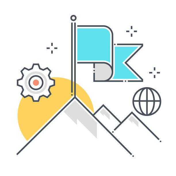 在顶部相关的颜色线向量图标，插图图片下载