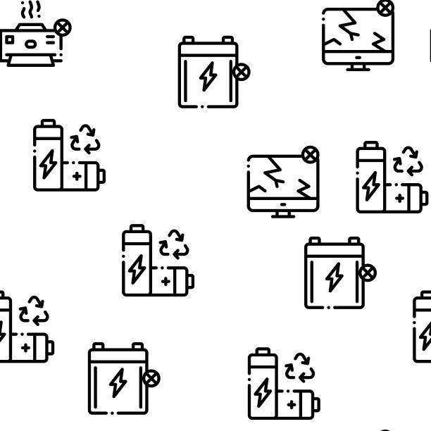 电子废物工具无缝模式向量图片下载