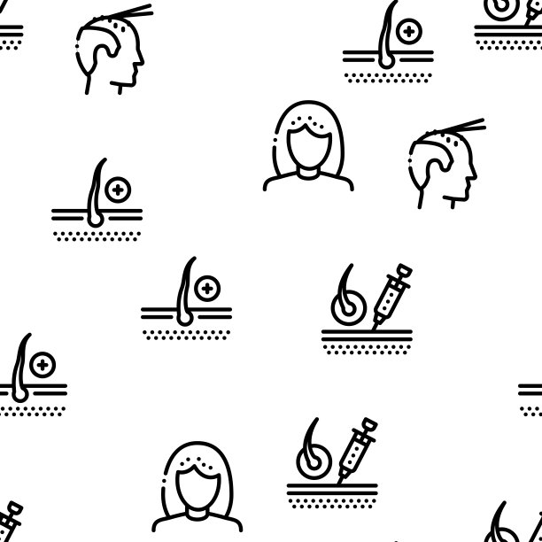 毛发移植无缝模式向量图片下载