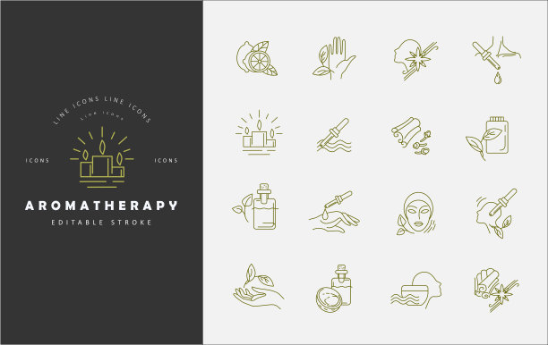 矢量图标和标志的芳香疗法。可编辑大纲中风图片下载