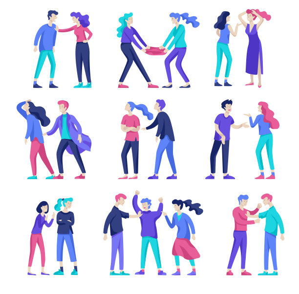 矢量人在不好的情绪，性格在冲突，愤怒或疲倦和压力。图片下载