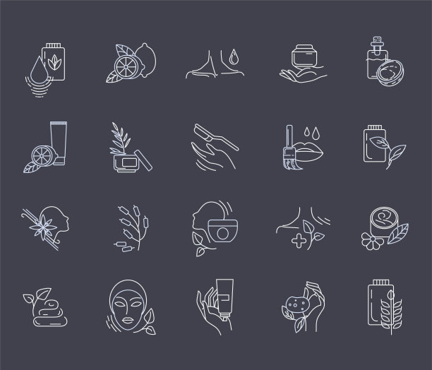 矢量图标和标志的天然化妆品和护理干燥皮肤图片下载