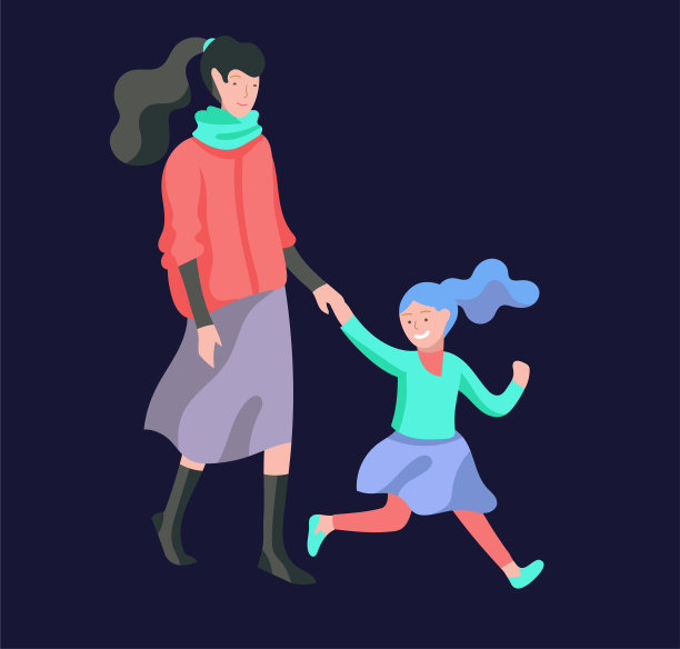 向量的人性格。母亲和女儿花时间在一起图片下载