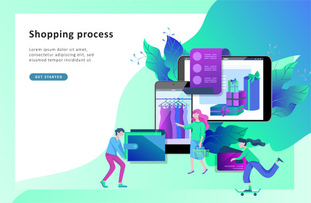 网上购物登陆页面模板。现代平面网页设计理念图片下载