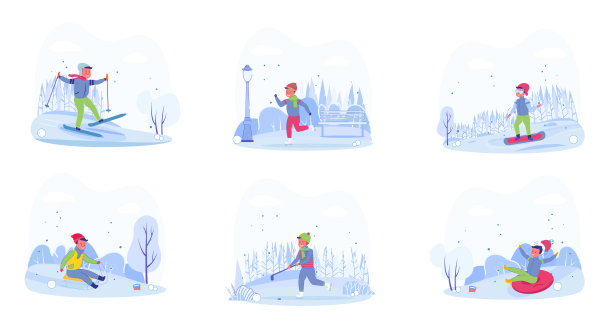 儿童冬季户外活动和休闲。图片下载